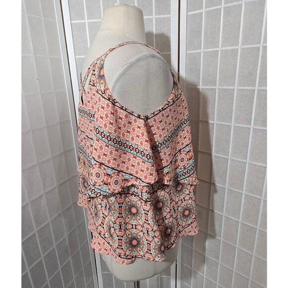 Torrid Floral Tank Layered Crisscross Cami Shirt V-Neck Plus Size: 1X (14/16) - Picture 3 of 7